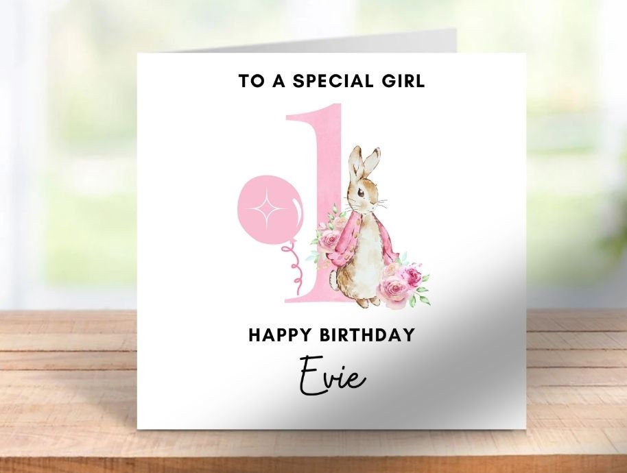 First Birthday Card Girl, Baby Girl Birthday Card, Personalised 1st Birthday Card For Daughter, Granddaughter, One Birthday Card For Niece