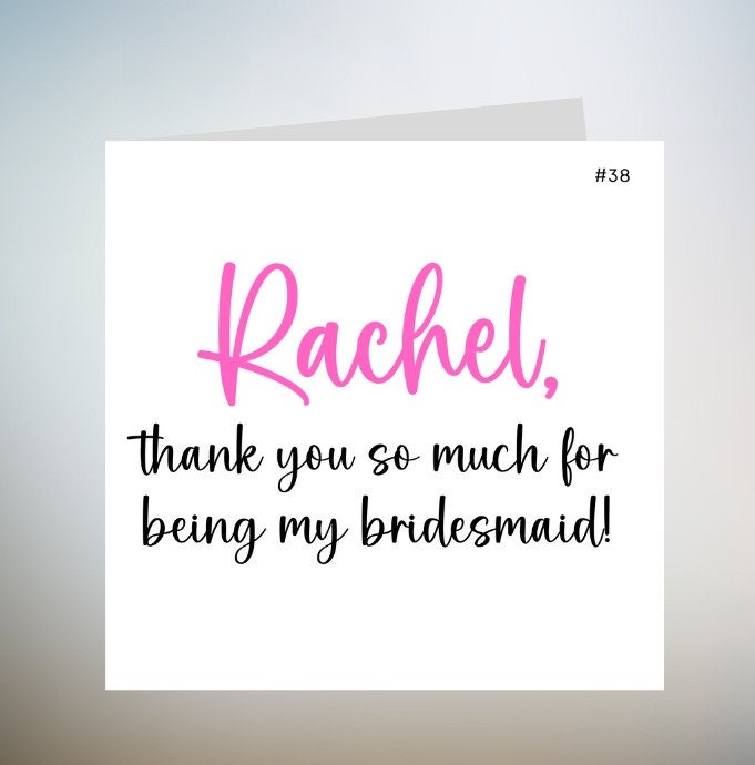 Personalised Thank You Card Bestie Best Friend Mum Sister Wedding | Bridesmaid card 6x6