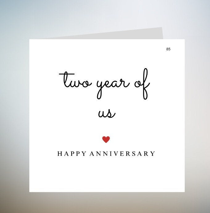 2 Year Anniversary Card / Card For Husband / Wife / Boyfriend / Girlfriend / Partner / Two Year Anniversary 6x6