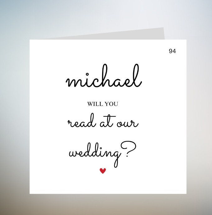 Personalised Will You Read At Our Wedding Card, Any Name, Wedding Proposal Card, Wedding Request Card For Wedding Reading 6x6