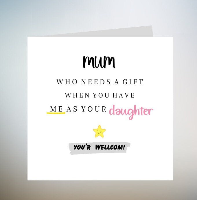 funny Mothers Day Card from daughter, Mothers Day Card, Mothers Day Card, Card For Mothers Day, Special Card For Mothers Day, Mothers 6x6