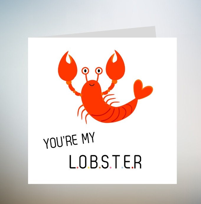 You're My Lobster, Funny Anniversary Card, Lobster Pun personalised 6x6