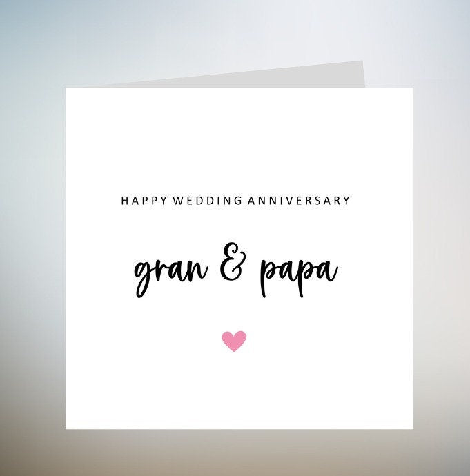 Happy Anniversary Gran And Grandad - Grandparents Wedding Anniversary Card - Anniversary Card For Couple Gran And Grandad Heart UK Made 6x6