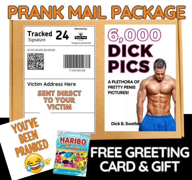Prank Mail Package - 6000 Dick pics Sent Directly to Victim by Post - Adult Joke Parcel Birthday Postal Gift Funny Gag Embarrassing Humour
