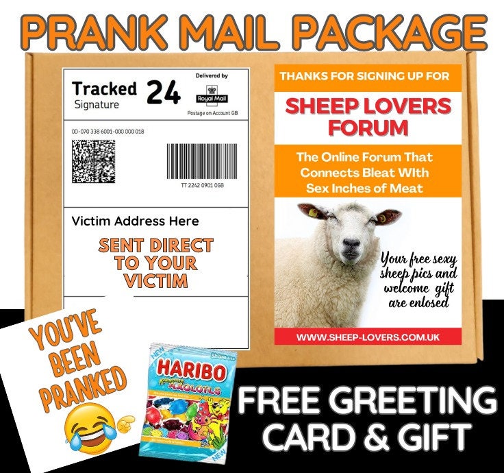 Prank Mail Package - SHEEP LOVER FORM Sent Directly to Victim by Post - Adult Joke Parcel Birthday Postal Gift Funny Gag Embarrasing Humour