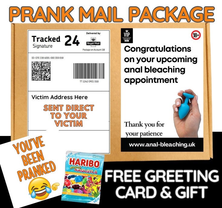 Prank Mail Package - Anal Bleaching Appointment Sent Directly to Victim by Post - Adult Joke Parcel Birthday Postal Gift Funny Embarrasing
