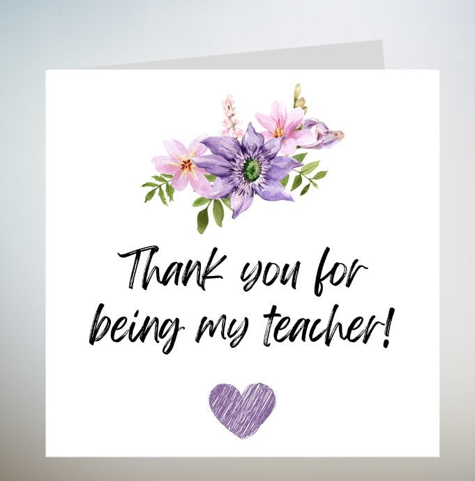 Personalised Teacher Thank You Card, Teacher Poem Card, End Of School Card, Teacher Appreciation Card, Simple Teacher Card, 6x6