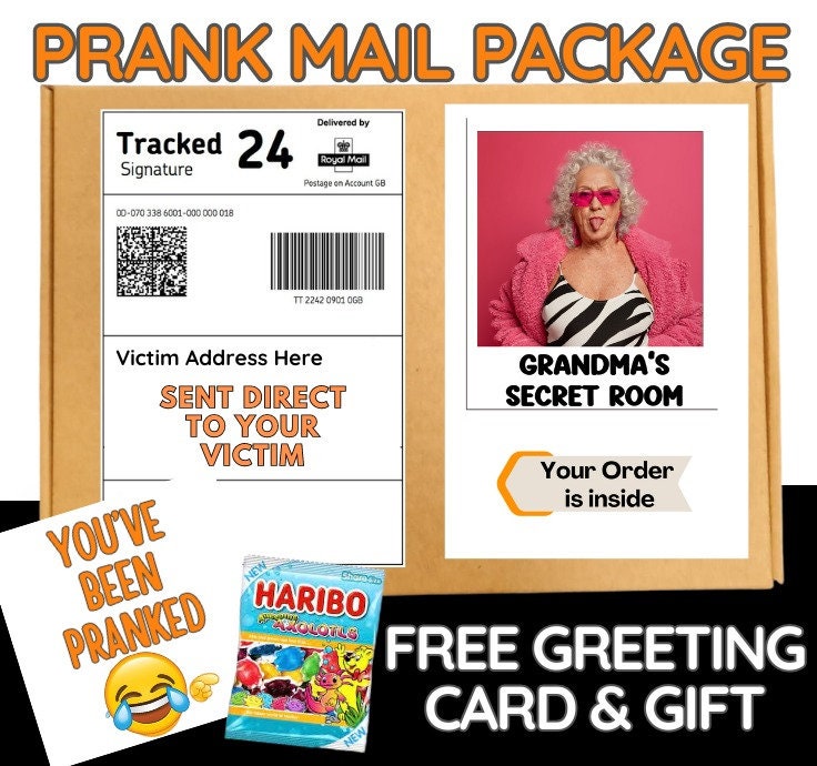 Prank Mail Package - Grandma secret Sent Directly to Victim by Post - Adult Joke Parcel Birthday Postal Gift Funny Gag Embarrasing Humour