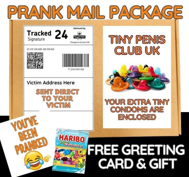 Prank Funny Post TinY Penis Condoms Adult Joke Birthday free sweets card