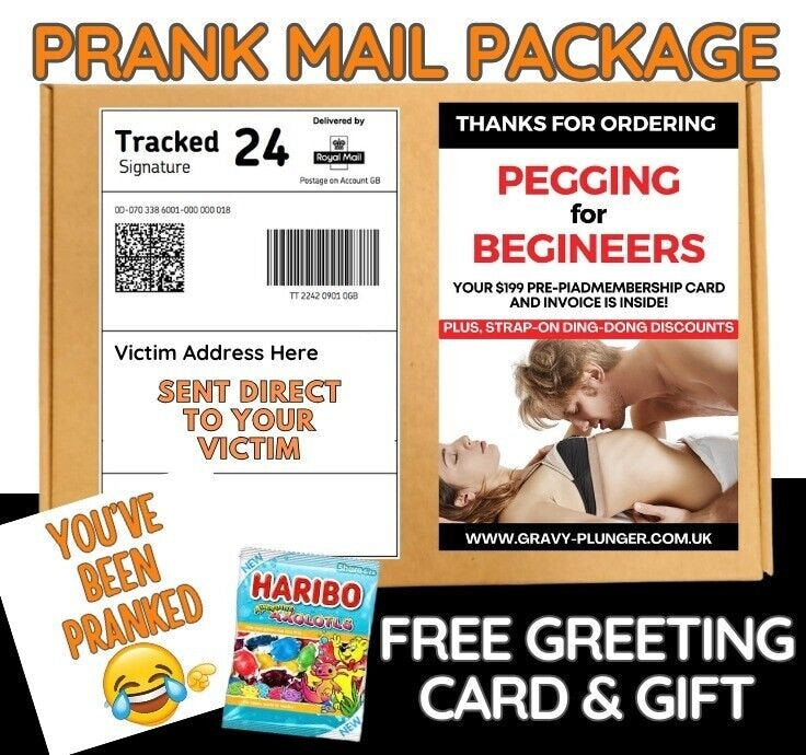 Prank Funny PEGGING FOR BEGINEERS Post Prank Mail Postal Package Adult Joke