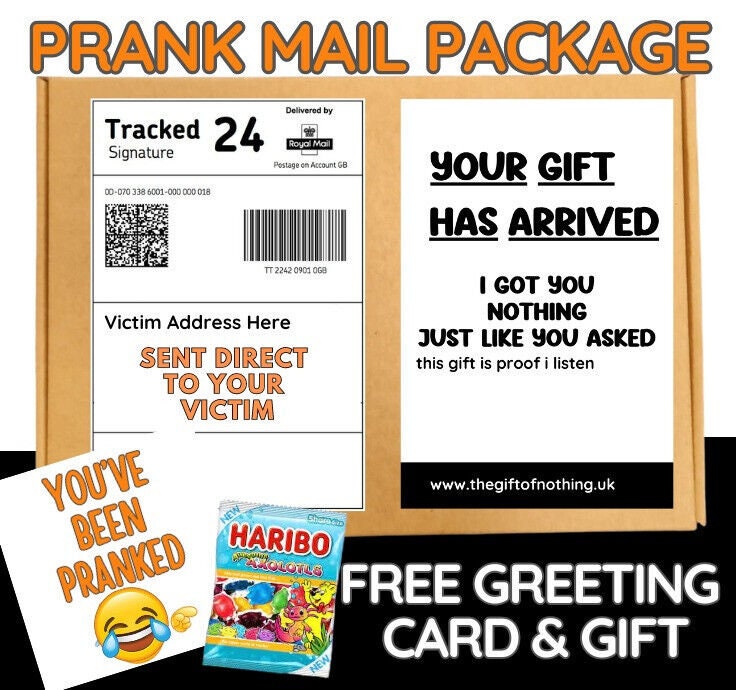 PrankYour Gift HAS Arrived empty Prank Package Adult Joke Birthday fun fast Post