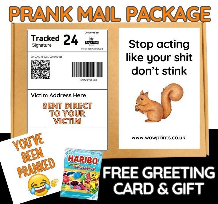 Prank FunnY Stop acting like y our Sh it don't stink Prank Package Adult Joke