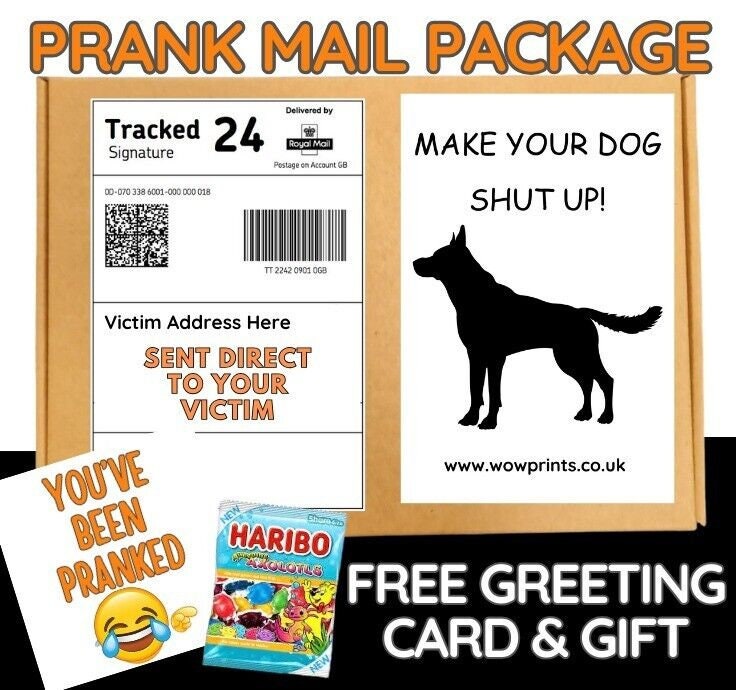 Prank Funny MAkE YOUR DoG SHU T UP! free sweets card .Adult jokes