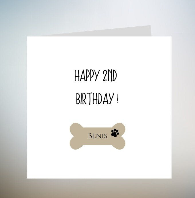 Dogs 2nd Birthday Card, Second Birthday Card For Fur Baby, Dogs Age Birthday Card For Pet, Dog, Furry Child, Cute 2nd Barkday Card 6x6