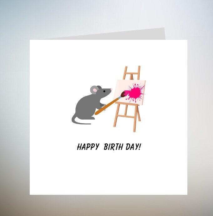 Personalised Mouse Birthday Card, Mouse Birthday Card, Card for Friend, Card for Daughter, Mouse Gifts, Mouse Card, Card for Him 6x6