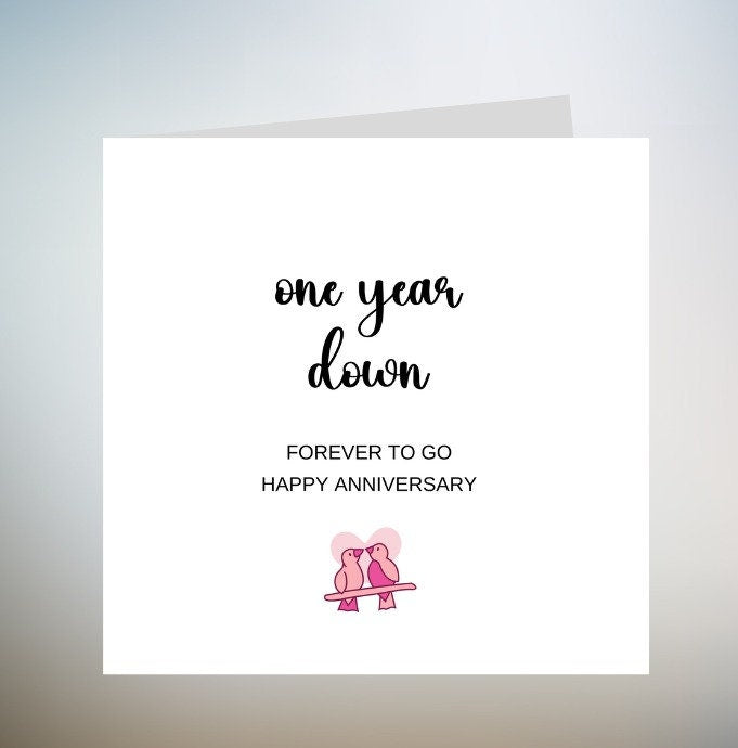 One Year Anniversary card, 1 Year, for Boyfriend, Girlfriend, Husband, Wife, Partner, Romantic Love Card, Cute Anniversary, 6x6