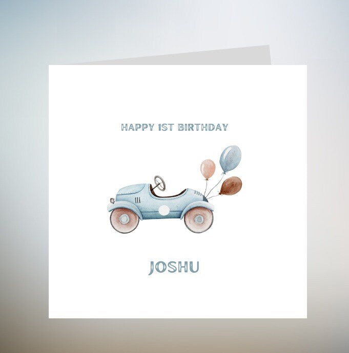 Racing Car Personalised Birthday Card For Son, Red Sports Car Happy Birthday Card, First Birthday Card For Him, Birthday Card 6x6