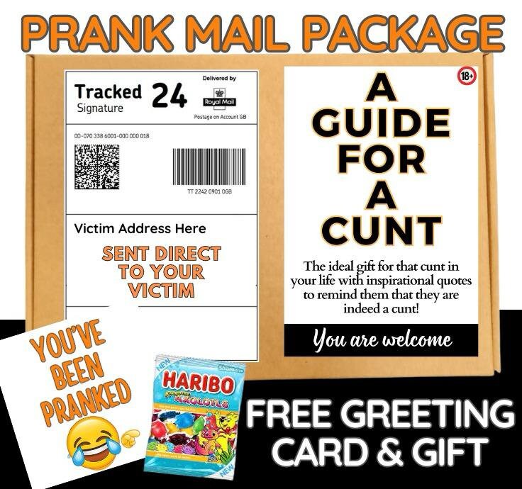 Prank Mail Package Adult joke,A GUIDE FOR A CUNT ,Sent directly to the victim