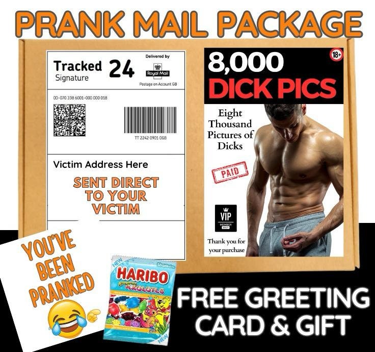 Prank Mail Package adult joke,8000 DIC K PICS Sent directly to the victim