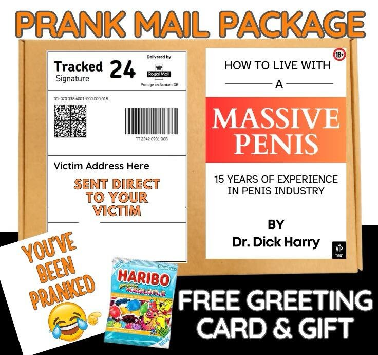 Prank Mail Package -How to Live with Massive PENI s ,sent directly to Victim by Post - Postal Gift Funny Gag Embarrassing