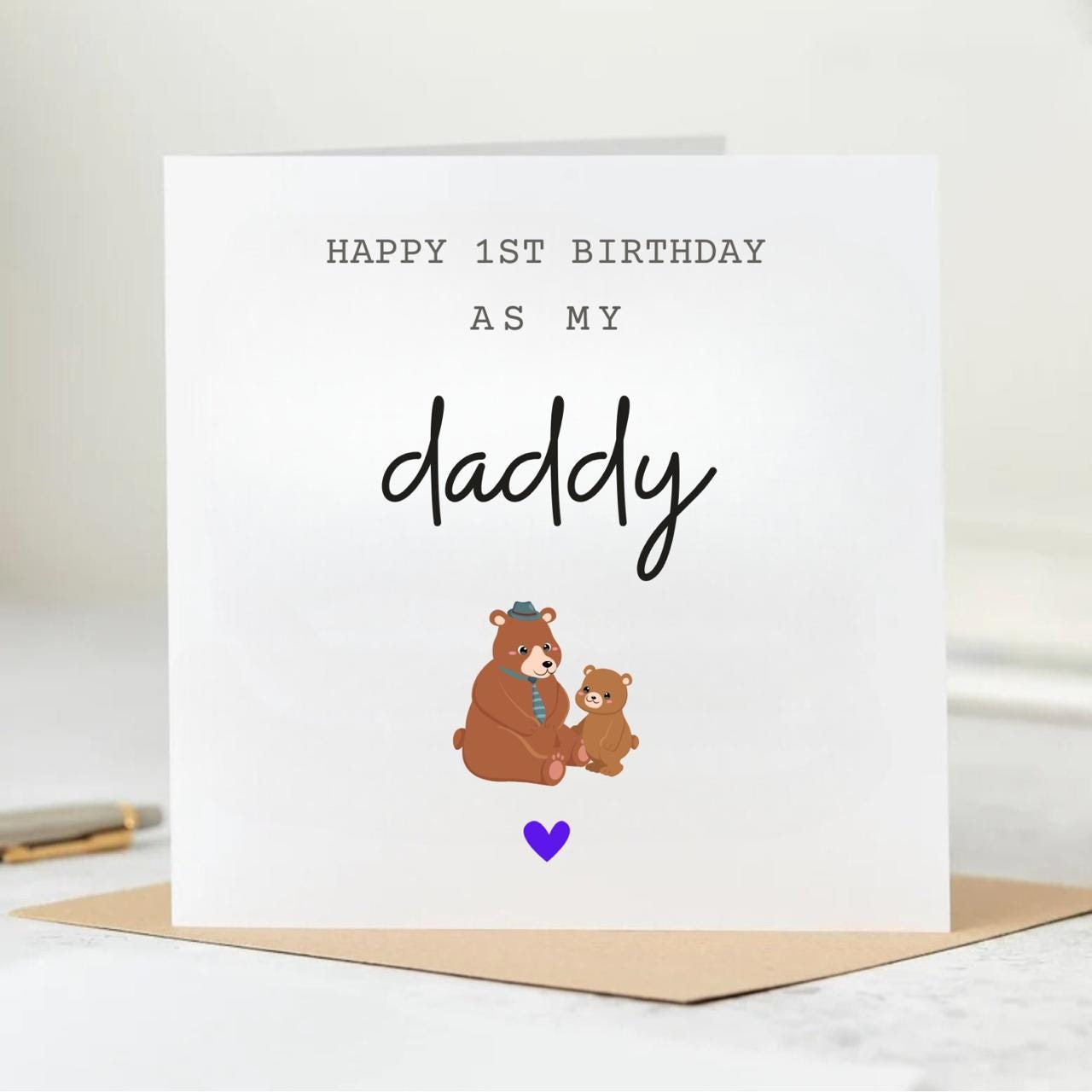 Personalised Happy First 1st Birthday as my Daddy Card From Kids Baby, Daddy First 1st Birthday Card 6x6