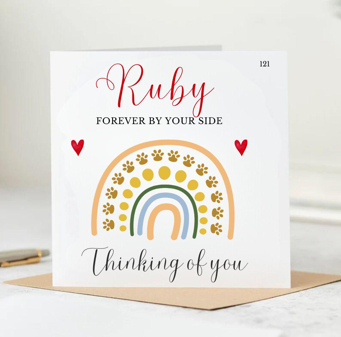 Thinking of you With sympathy for the loss of your cat card - cat loss sympathy card - personalised pet loss card 6x6