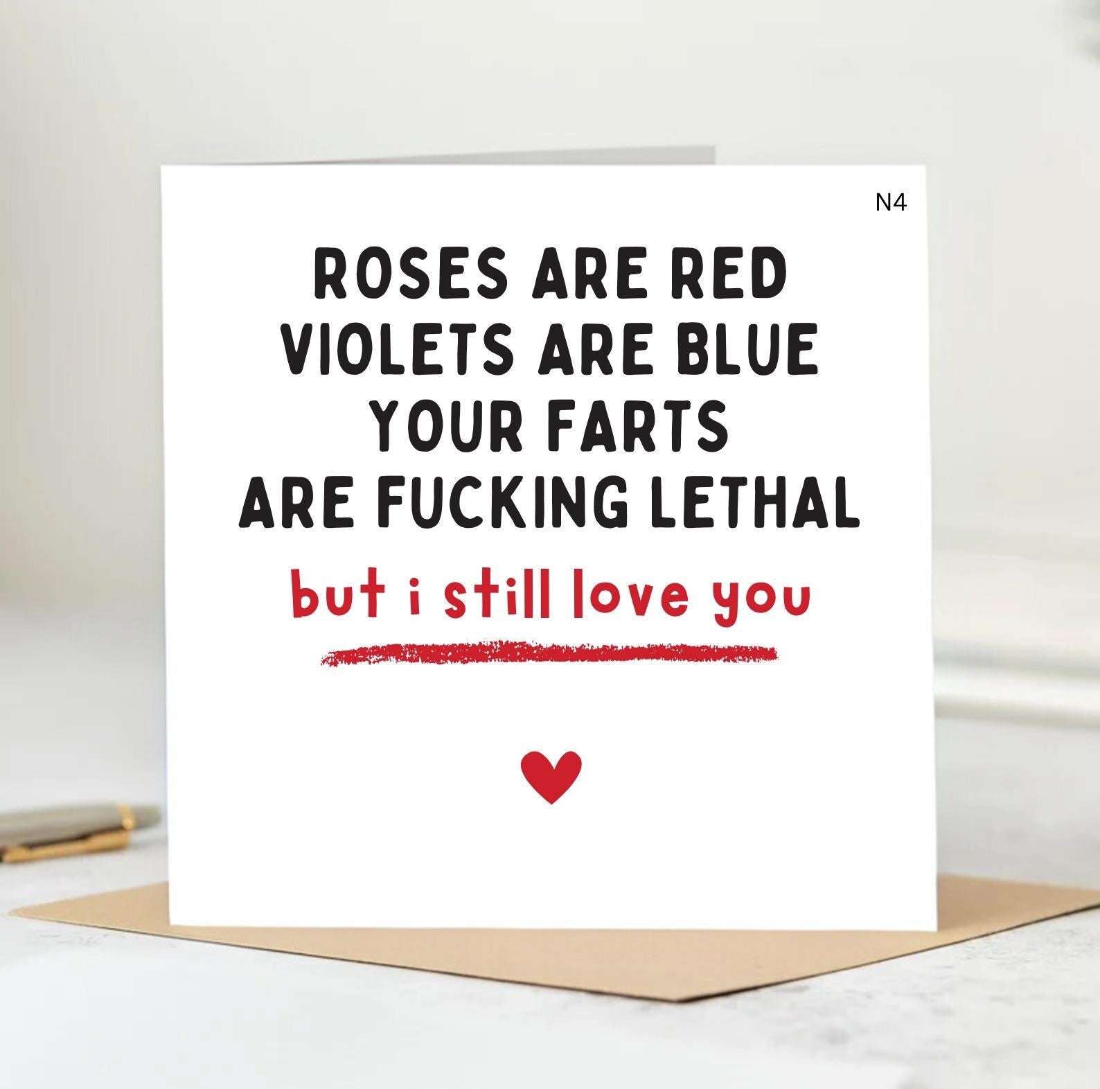 Roses Are Red Valentines Day Card | Personalised Valentines Card | Love | Card For Her | Card For Him | 6x6