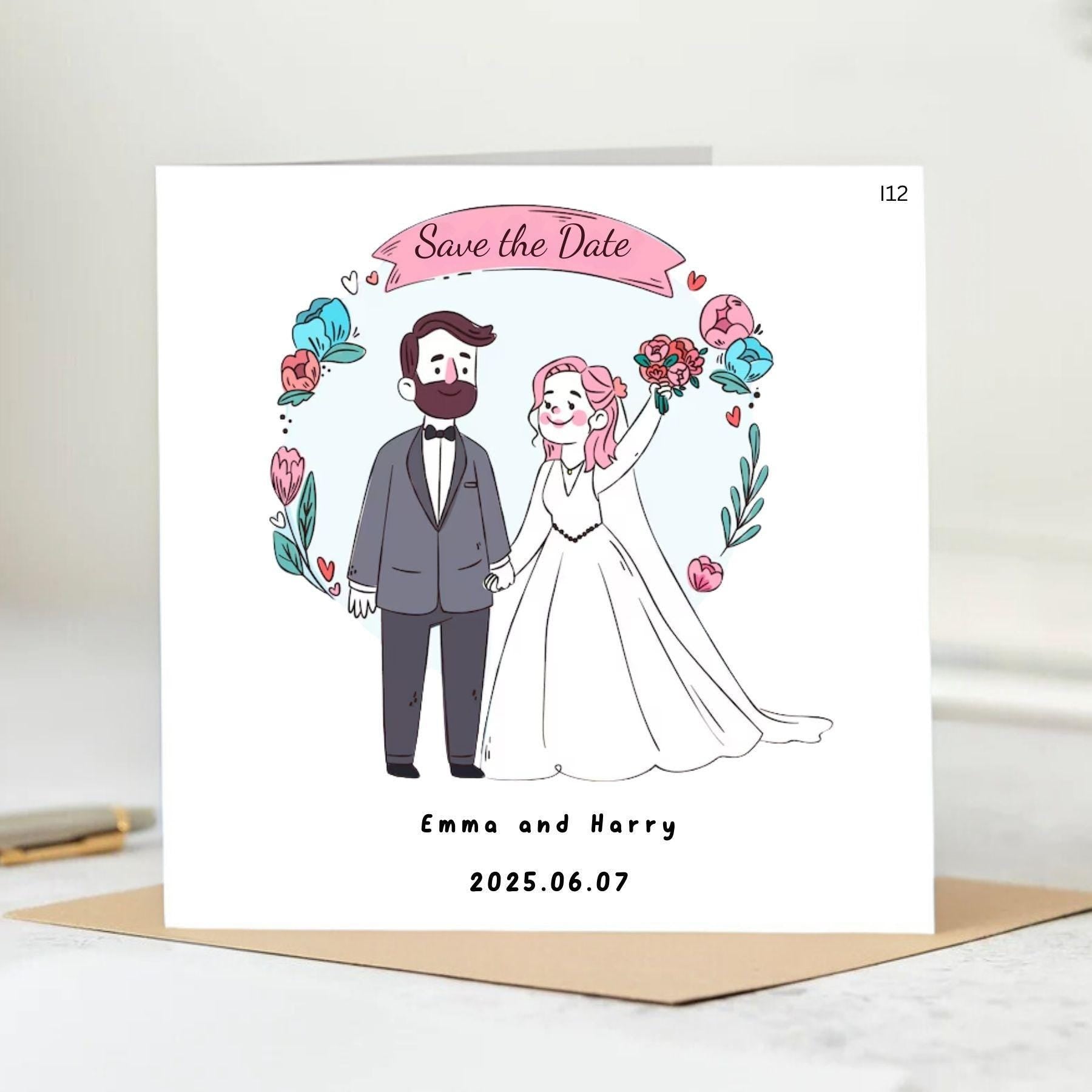 Personalised Save the Date Card, Personalised Just Married Wedding Card, Wedding Car Card, Newlyweds, Congratulations Wedding Day Card 6x6