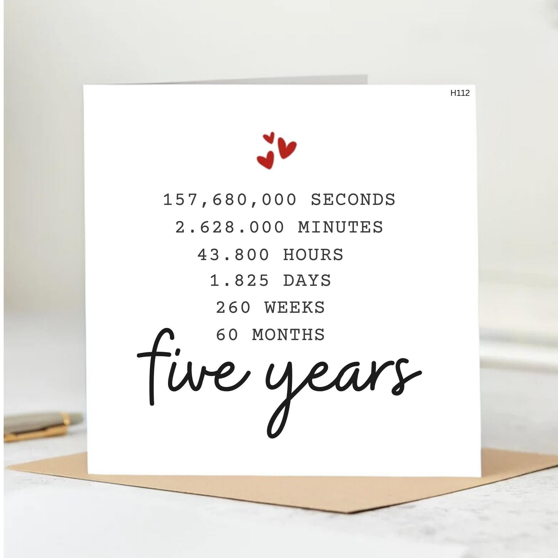5 Years Of Loving You, Anniversary Card, 5th Anniversary Card, Husband Wife, Boyfriend, Girlfriend 6x6