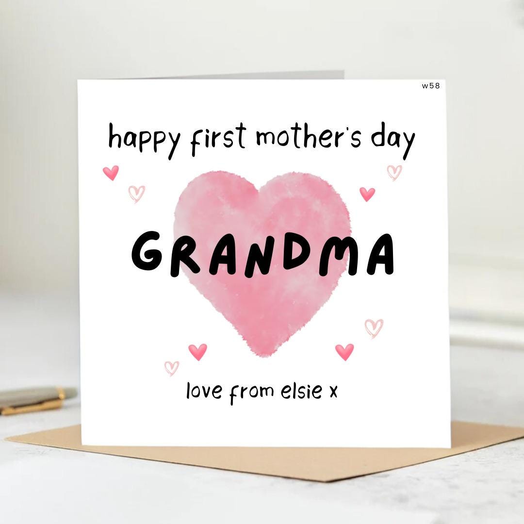 Happy First Mother’s Day as My Grandma Card Sweet Gift for New Grandmother Minimalist 1st Mothers Day Gift Card For Nanny Nan Nana 6x6