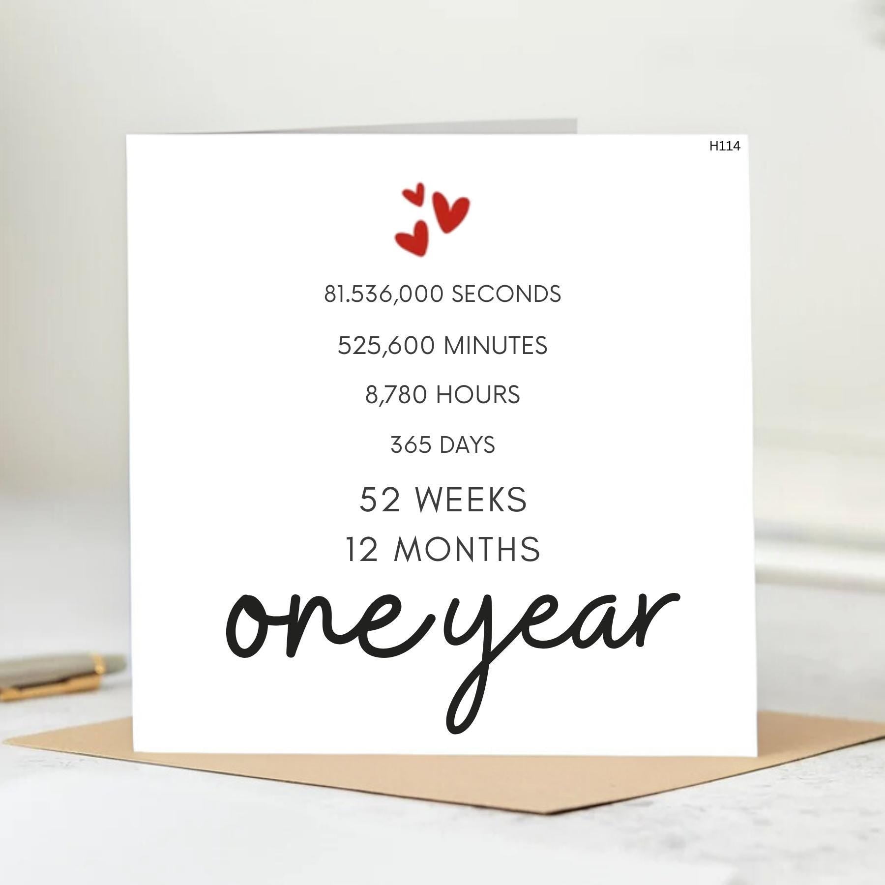 One Year Of Loving You, Anniversary Day Card, One Year Together, Personalised Card 6x6
