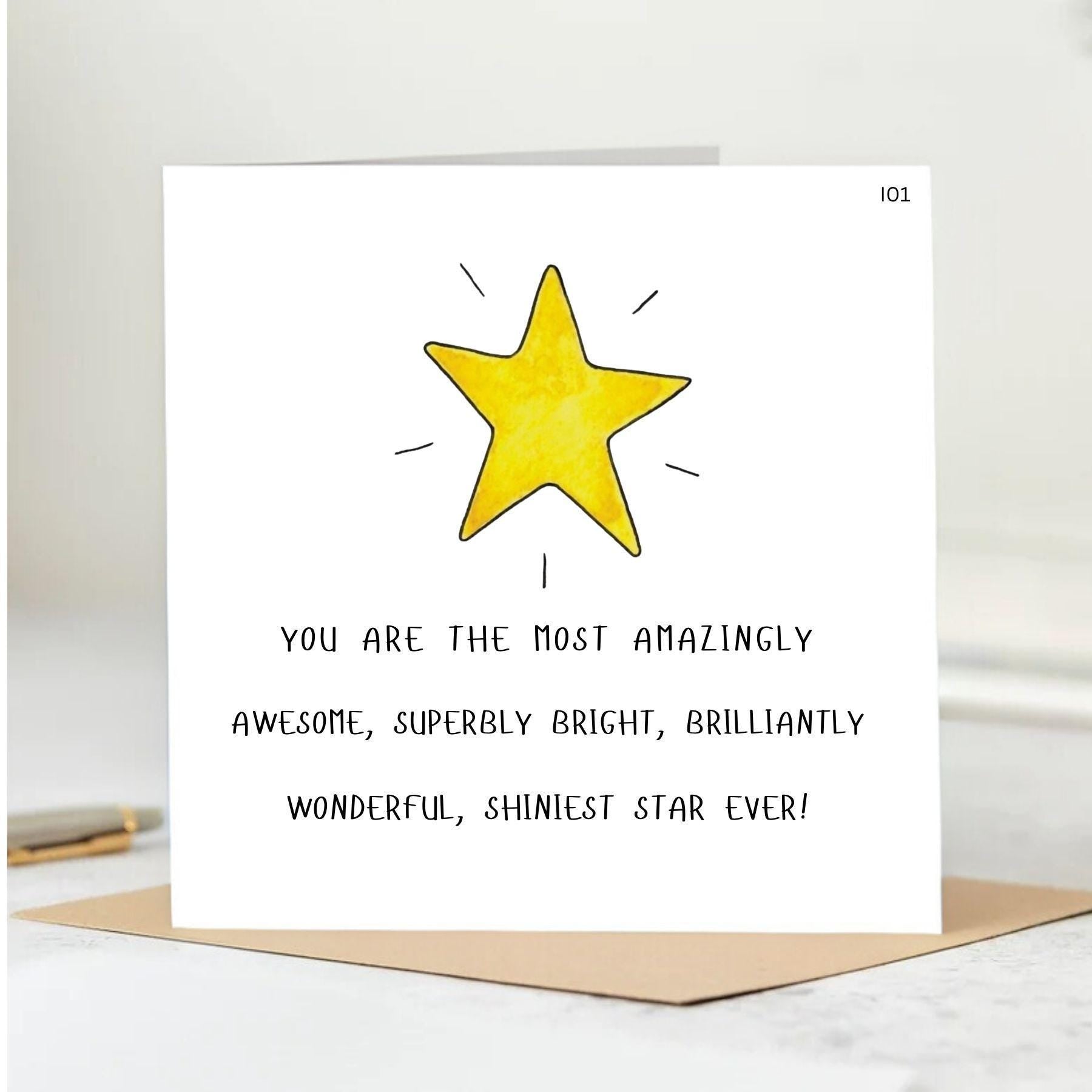 You're a star congratulations card | you're a star greeting card | well done card | thank you new job graduation well done | 6x6