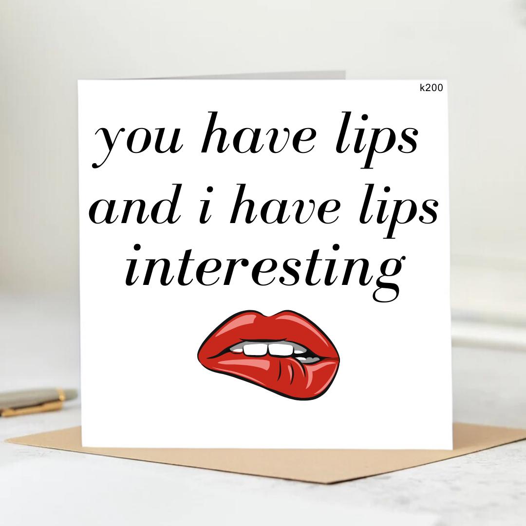 Lips Birthday card. Lips card. Red Lips card. Lips | Personalised 6x6 card