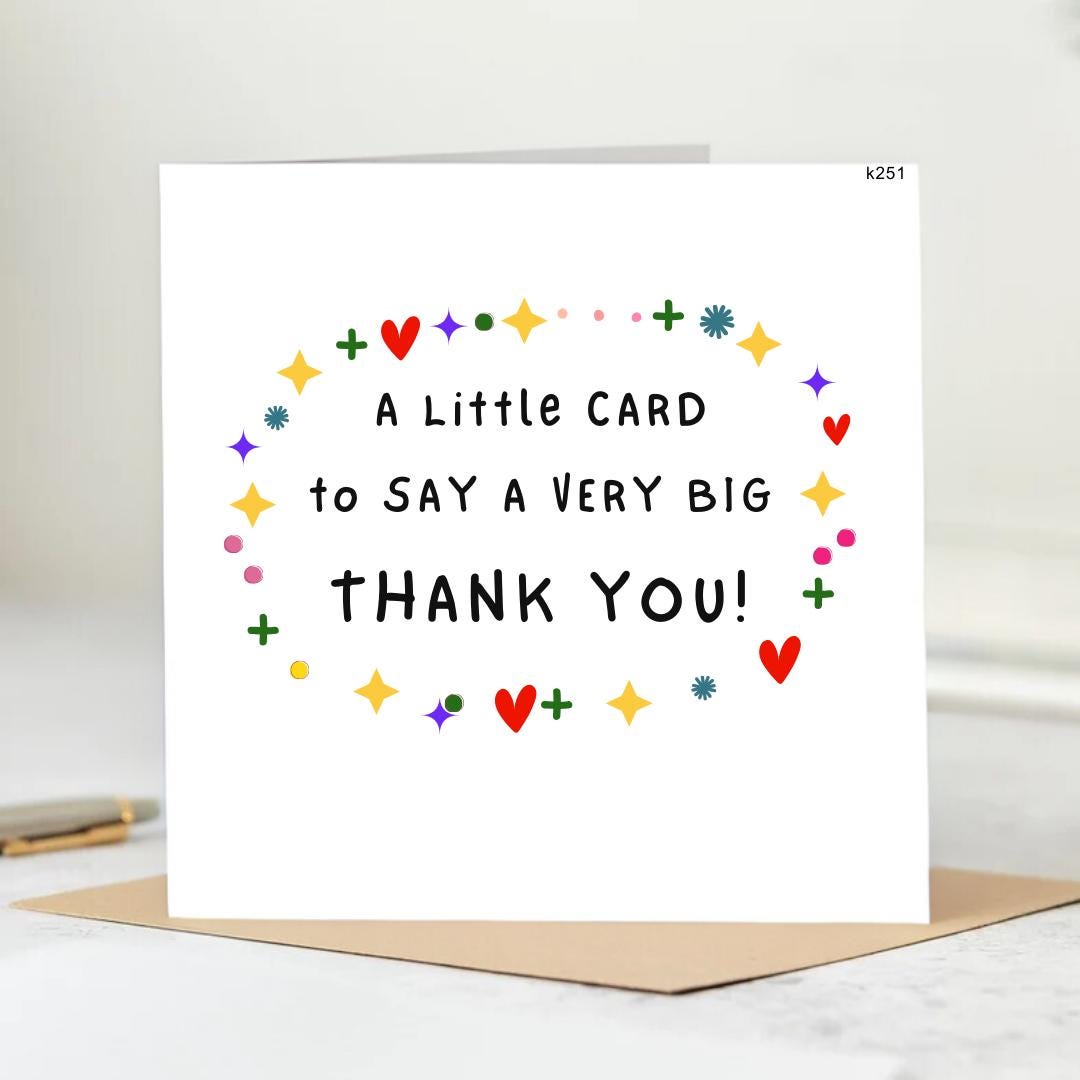 Simple Thank You Card, Little Card To Say A Huge Thank You, Thank You Card for Teacher, End Of School Card For Teacher, Gift For End 6x6