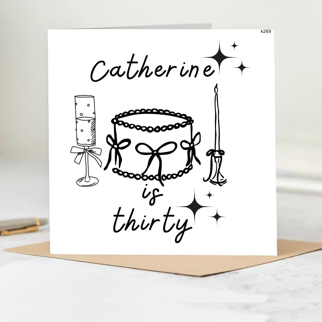 PERSONALISED Name Is Thirty Card | 30th Birthday Card For Her, Thirty Birthday Card, Bestie Card, Card for Friends 30th| 6x6