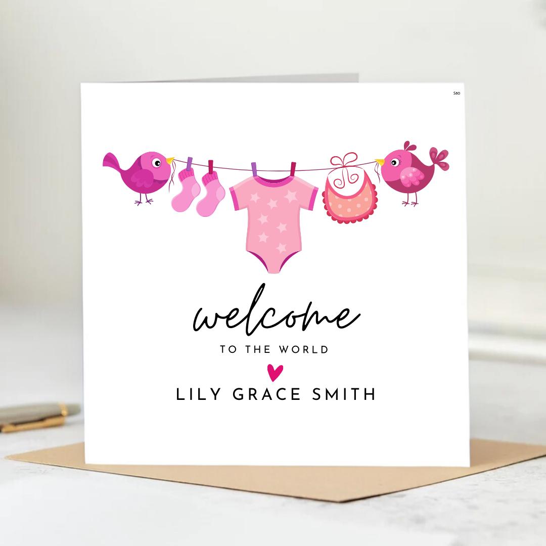 Personalized Newborn Baby Girl Card | Welcome the Little Queen of the World | Welcome to the world card 6x6