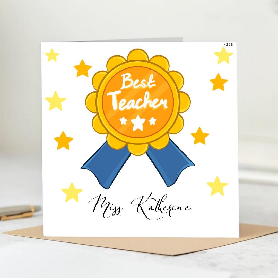 Best Teacher 2025 Thank You Card, Thank You Teacher Card, School Thank You Card, End Of School Card Teacher, Thank You For Teacher Gift 6x6