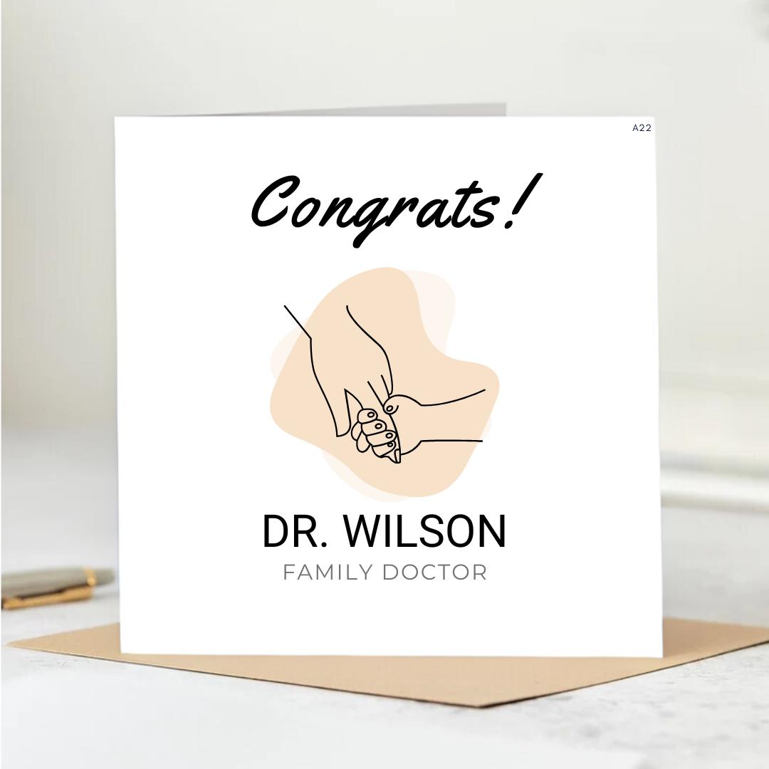 Family Doctor Congratulations Card Custom Congrats Gift for New Doctors ,Congratulations Doctor Card. 6x6