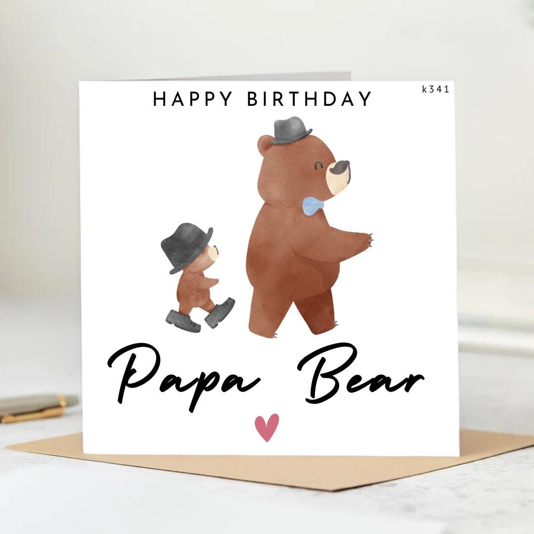 Personalised Daddy Bear Birthday Card, Daddy & Baby Bear Card Up To 4 Children, 40th,50th,60th Card For Him, Papa Bear Birthday 6x6