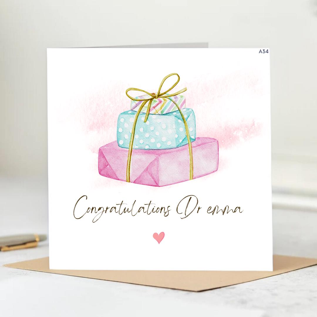 Congrats Doctor Card Celebrate Medical Achievements in Style, Personalized Doctor Congratulations Card. 6x6