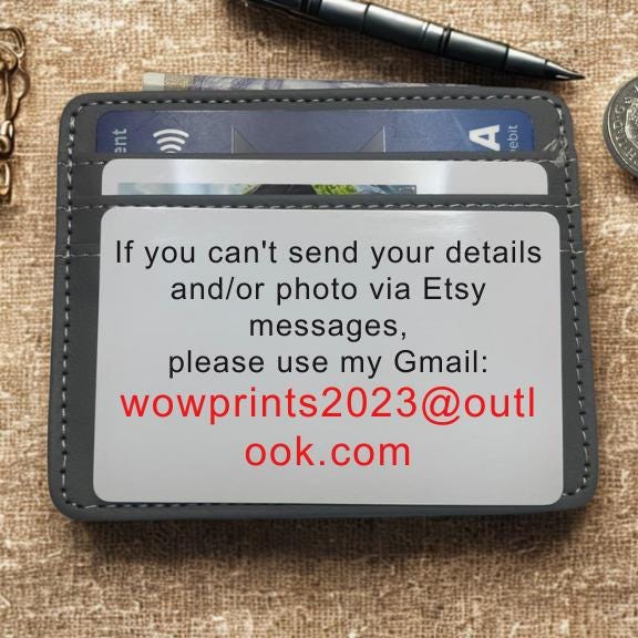 Personalized Photo Wallet Card: Custom PVC Keepsake Gift for Mom
