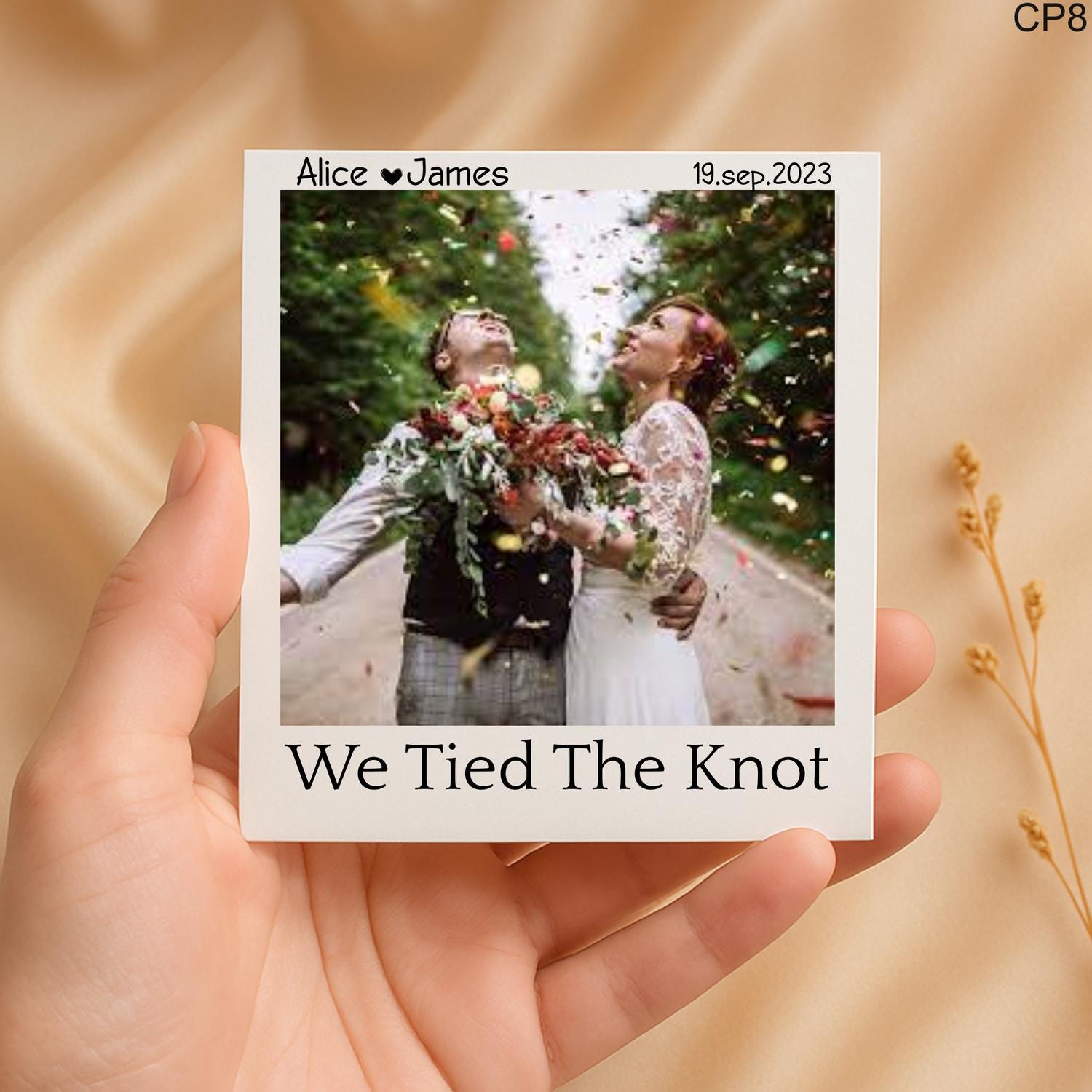 Personalized Wedding Photo Card: 'We Tied The Knot' Keepsake