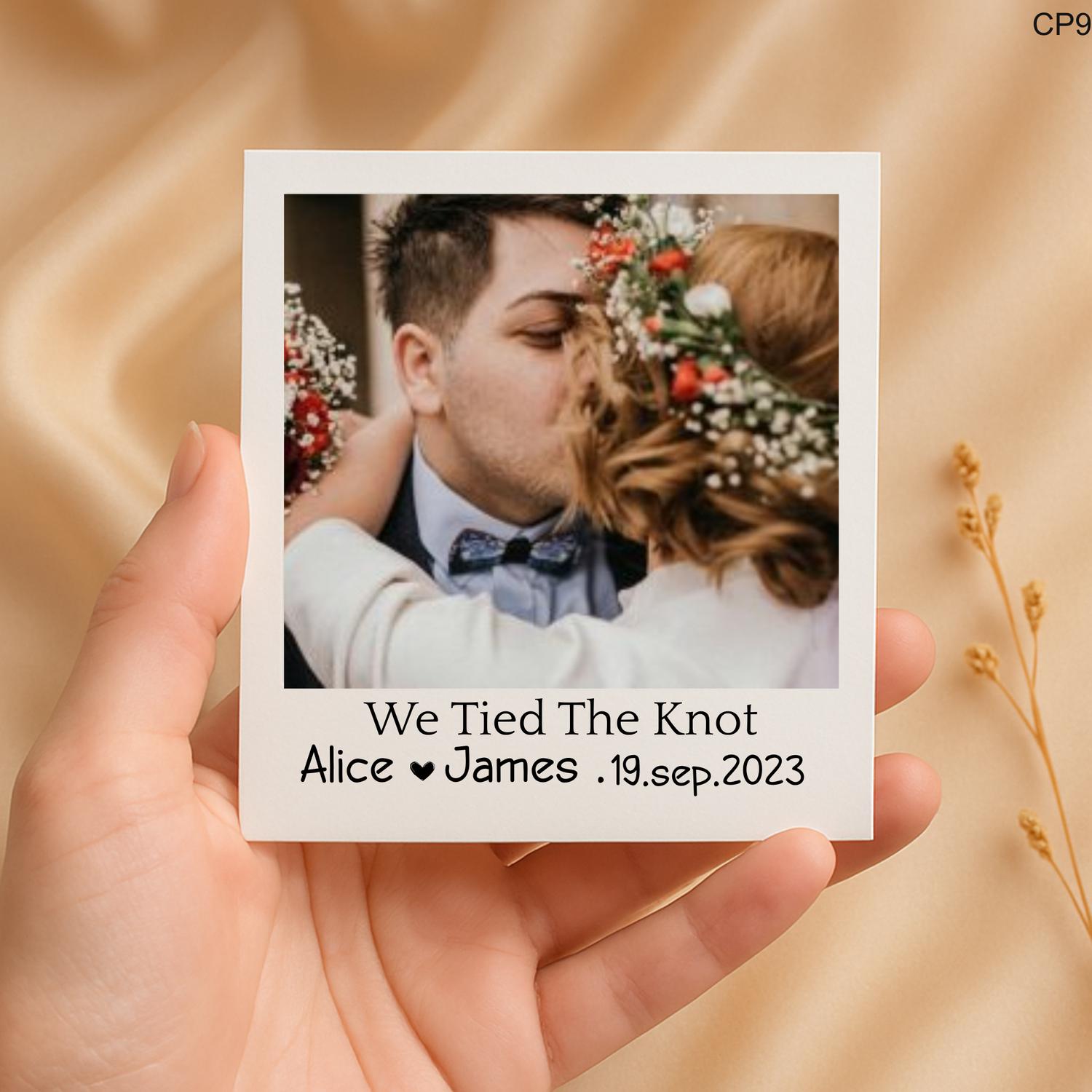 Personalized Photo Wedding Card: 'We Tied The Knot' Keepsake