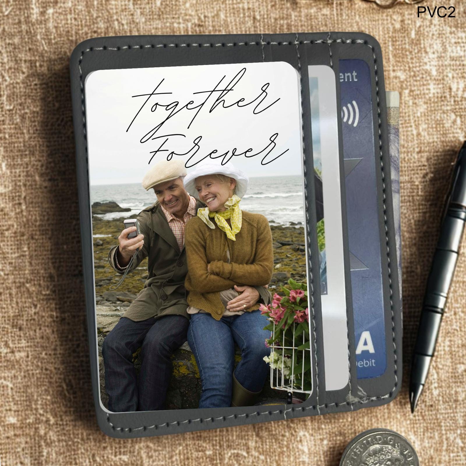 Personalized Photo Wallet Card Insert: PVC Anniversary Keepsake