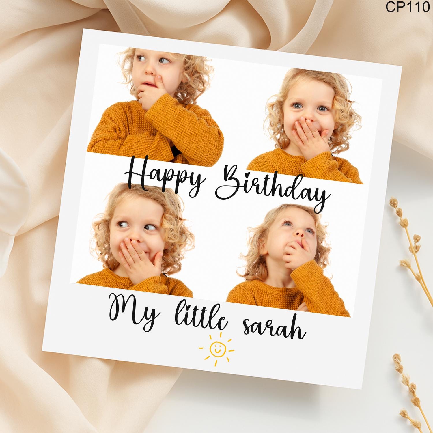 Personalized Photo Birthday Card: 'My Little Sarah' Keepsake