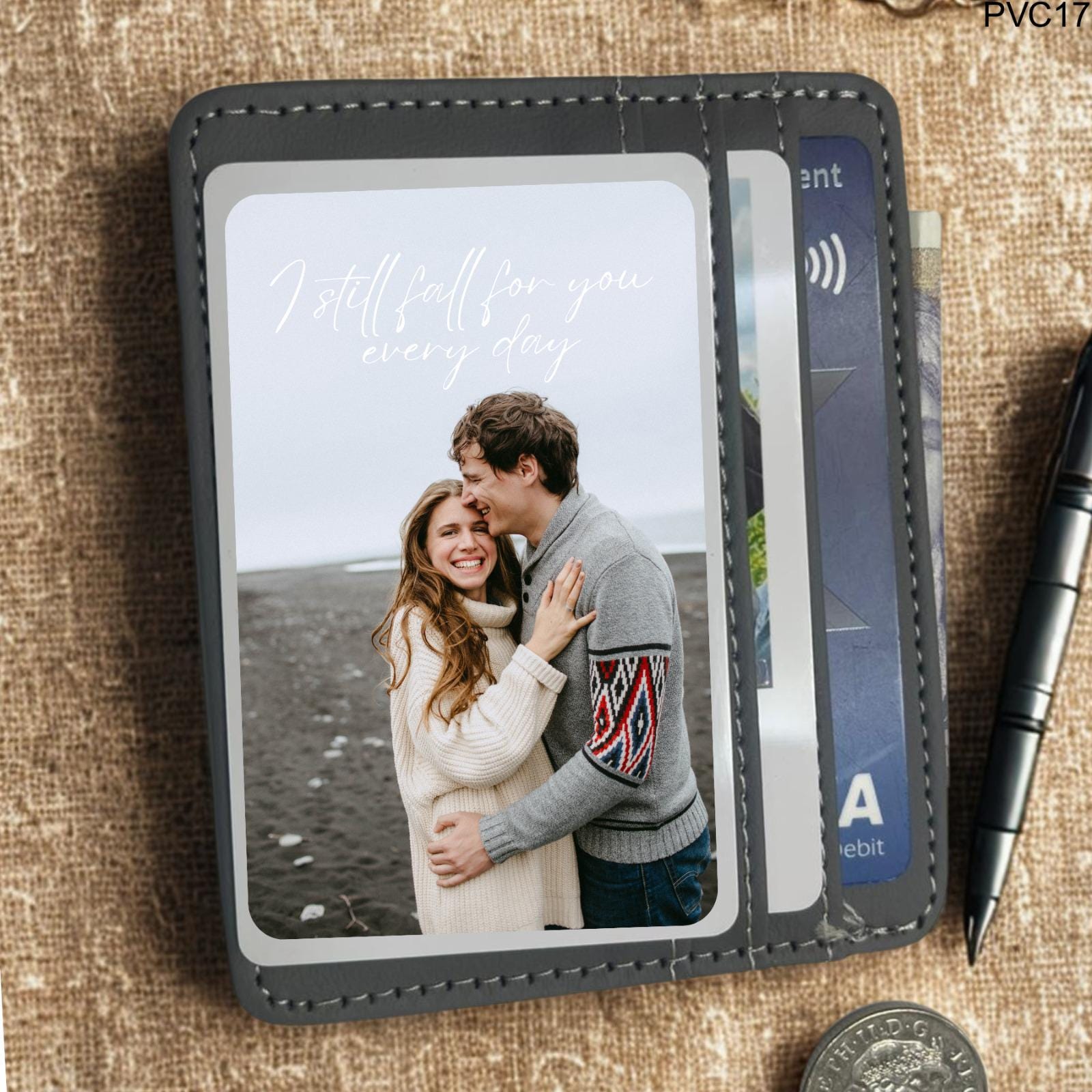 I Still Fall for You Every Day Personalized PVC-Custom Couples Photo Wallet Card– Anniversary, or Just Because Gift
