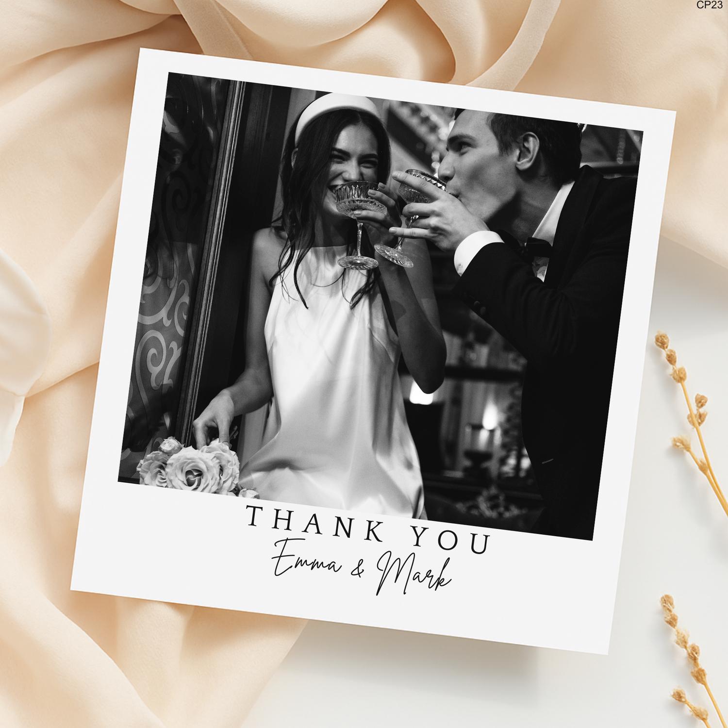 Custom Photo Thank You Card: Elegant Wedding, Modern Minimalist Design