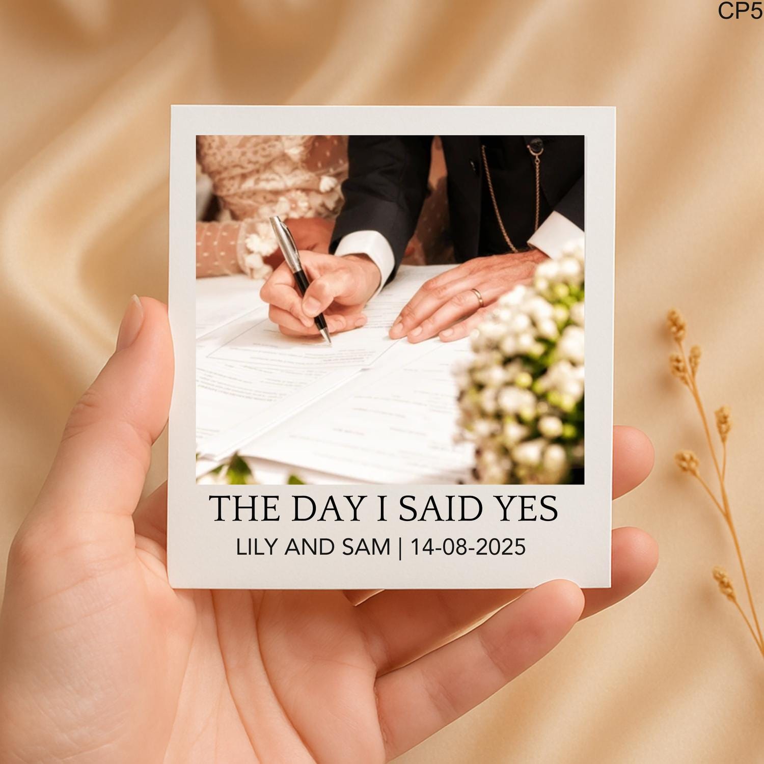 Custom Photo Wedding Card: Polaroid-Style Keepsake Announcement