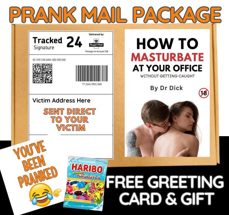 Prank Mail Package: Funny Gag Gift with Candy & Greeting Card