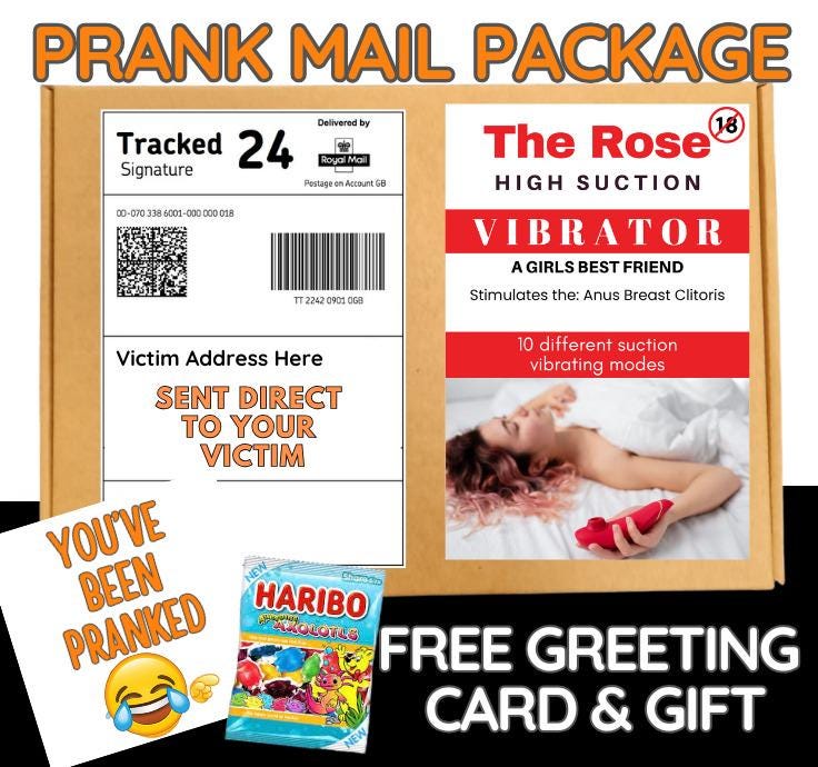 Hilarious Prank Mail Package: Gag Gift with Candy & Card